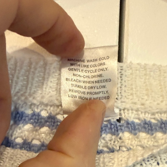 Blue and White Striped Knit Sweater - Picture 6 of 10